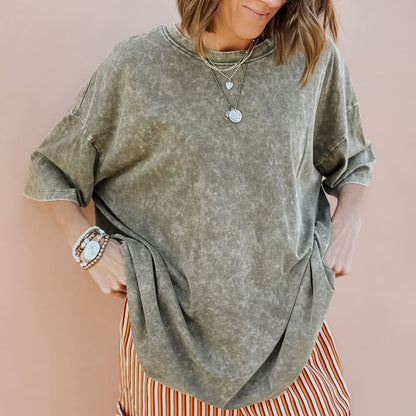 Lainey Oversized Tee Washed Dark Olive