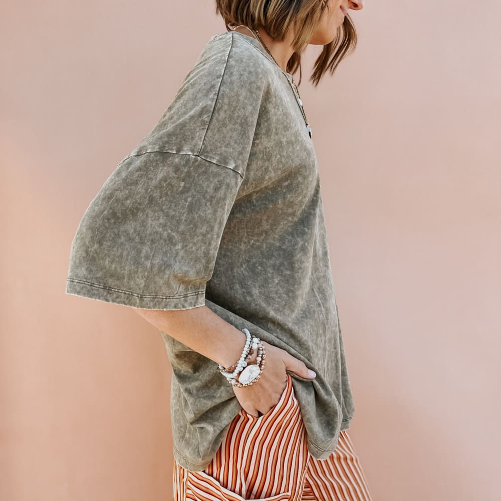 Lainey Oversized Tee Washed Dark Olive