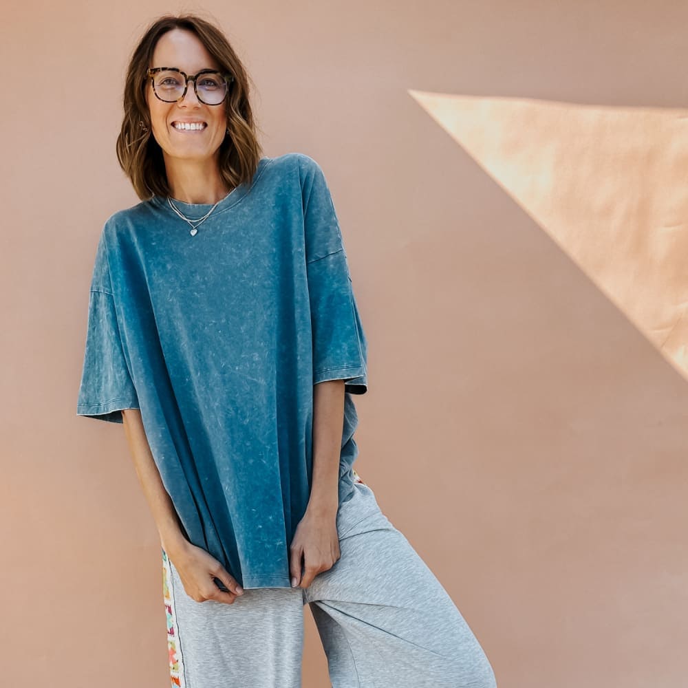 Lainey Oversized Tee Washed Deep Blue
