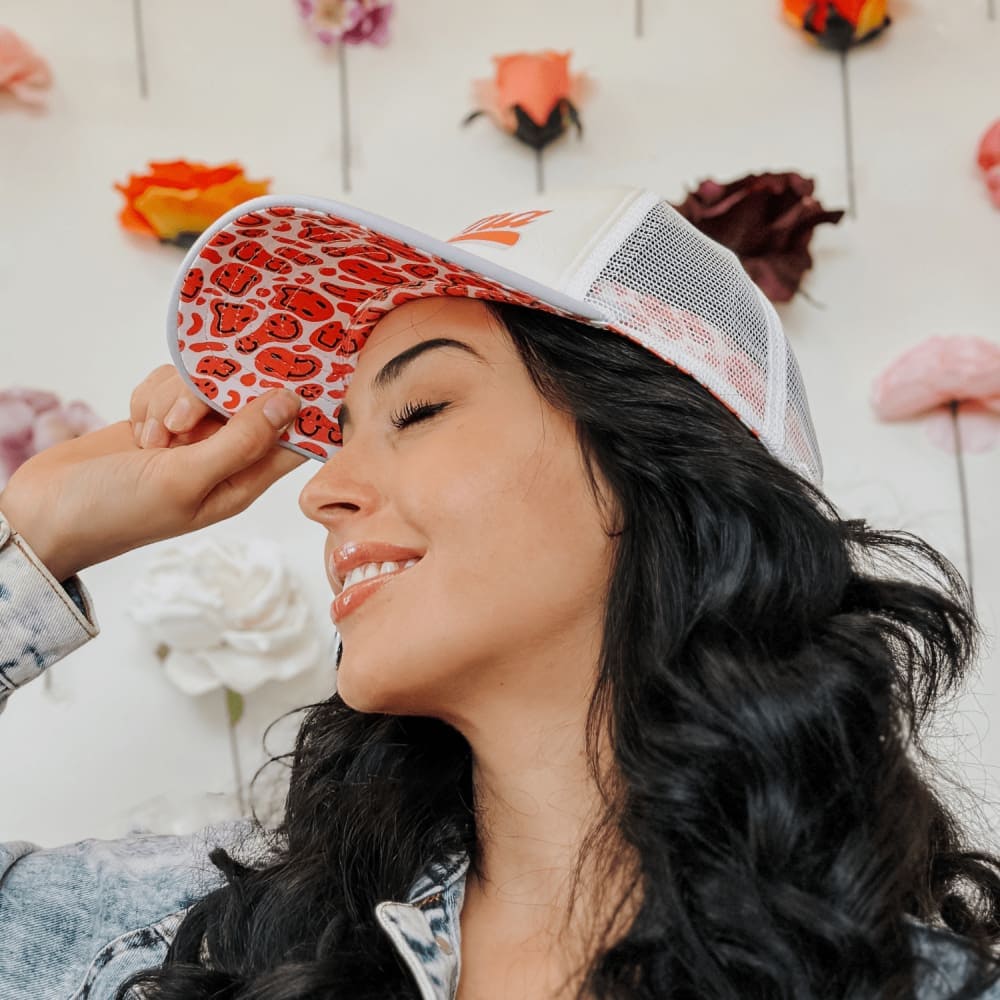 Mama Ponytail Hat - Lavender Smiley