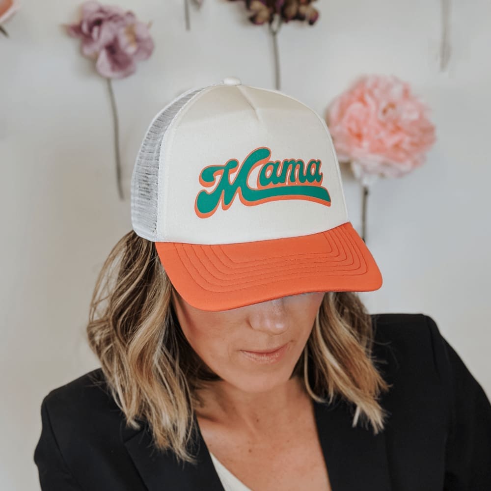 Mama Ponytail Hat - Sherbert Flowers
