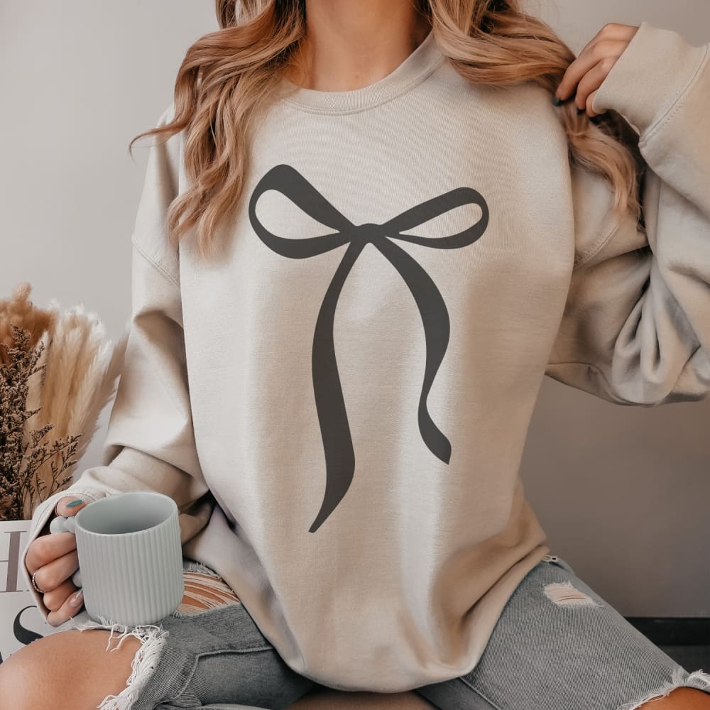 Neutral Bow Plush Crewneck