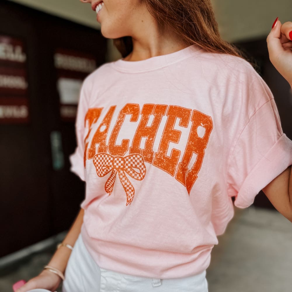Orange Bow Teacher Tee - Blossom - NEW