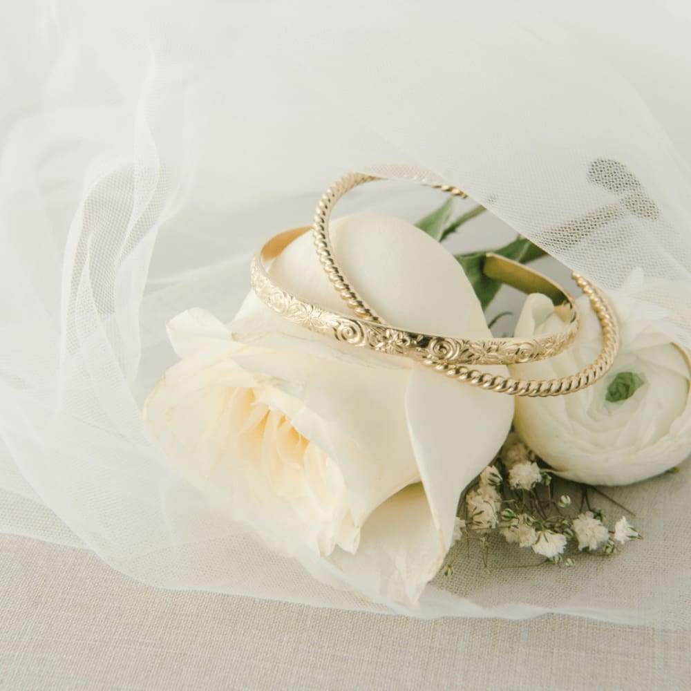 Personalized Gold Floral Bridal Set