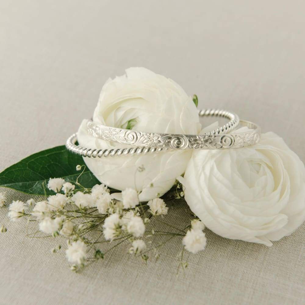 Personalized Silver Floral Bridal Set