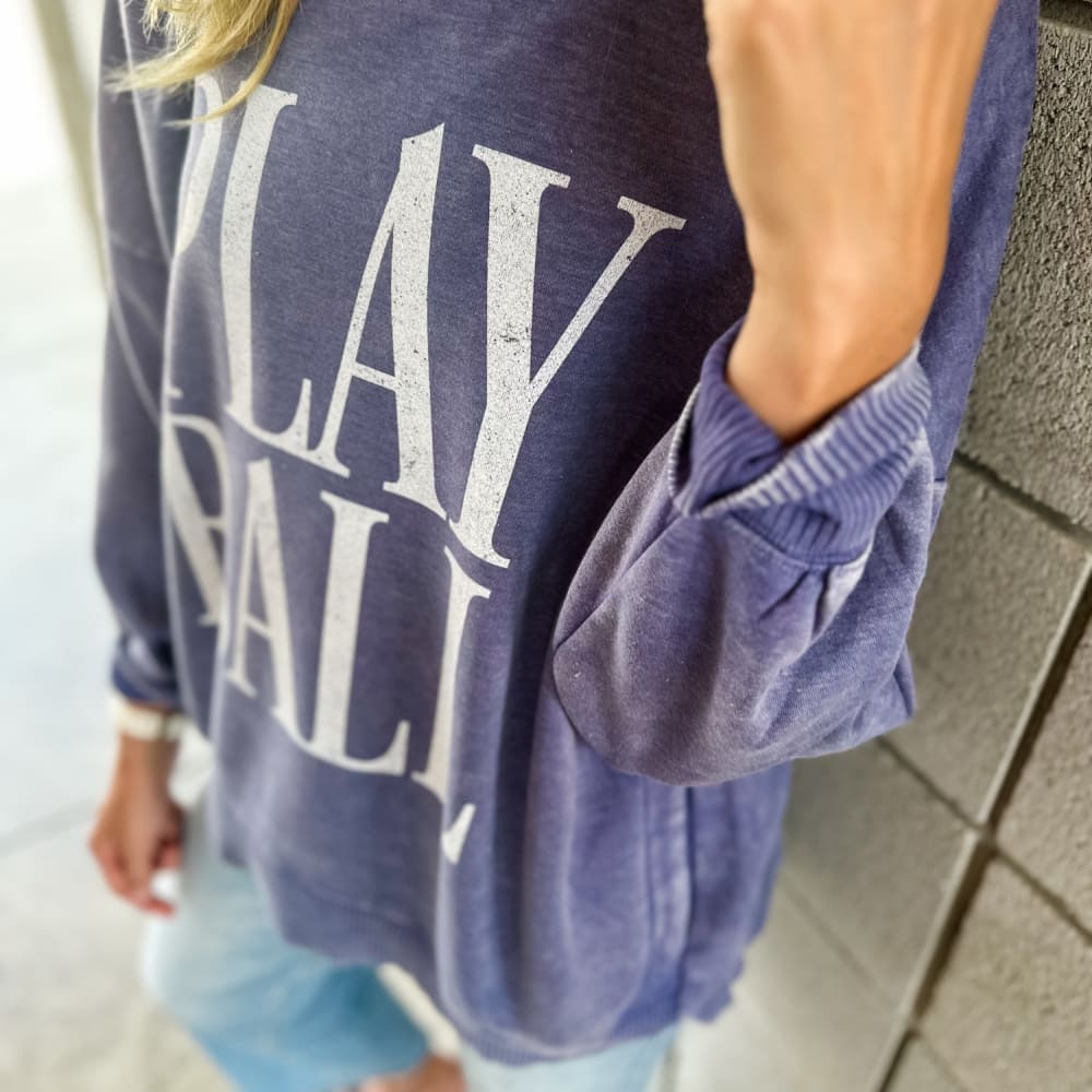 Play Ball Acid Washed Sweatshirt