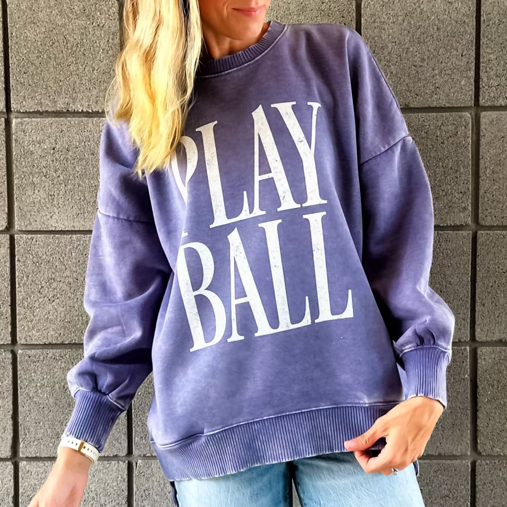 Play Ball Acid Washed Sweatshirt