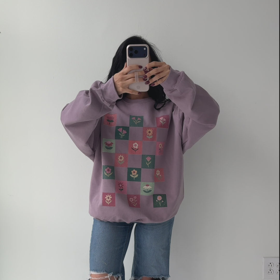Winter Patchwork Blooms Crewneck