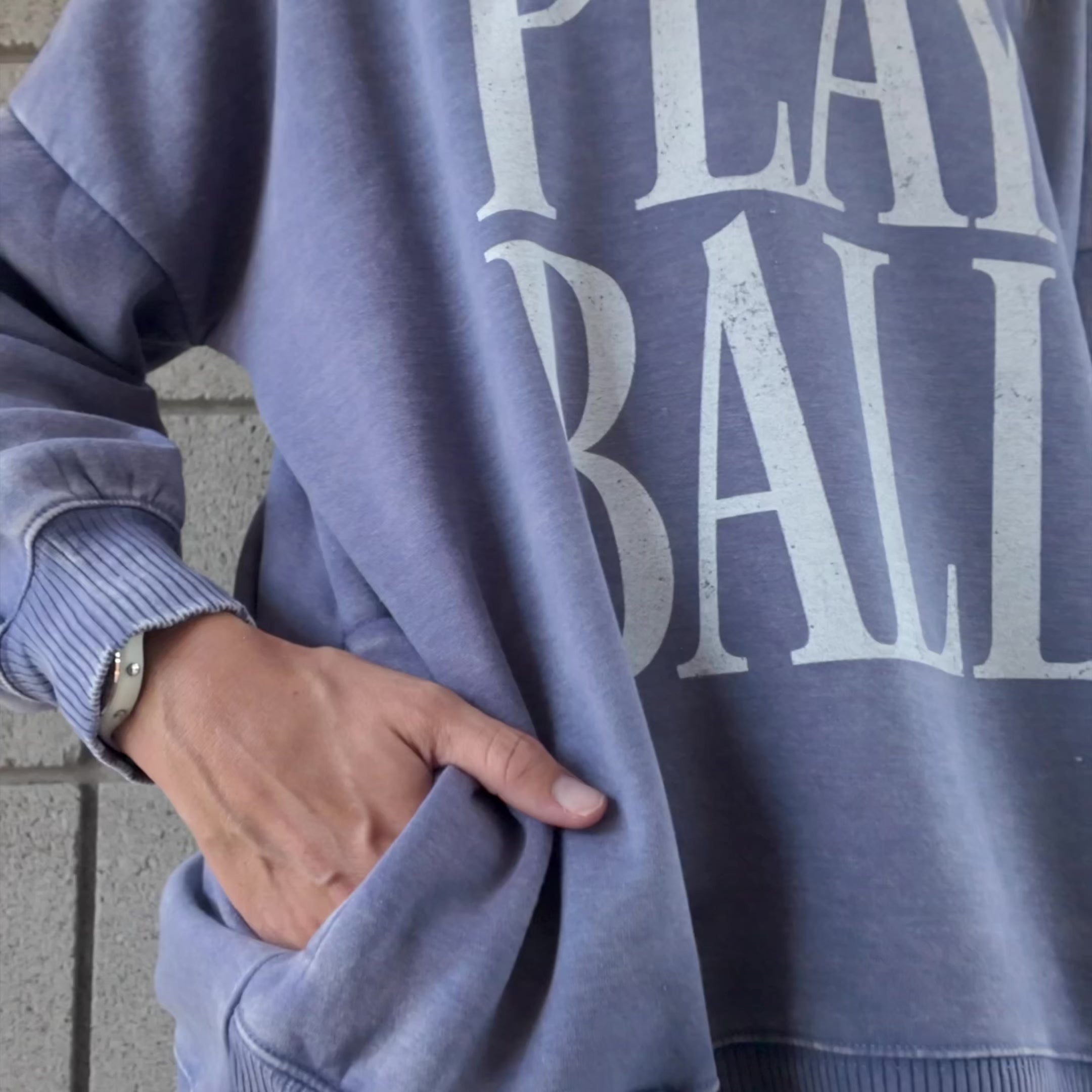 Play Ball Acid Washed Sweatshirt