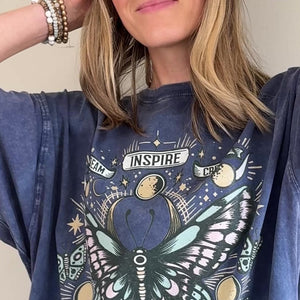 Inspired Butterfly Oversized Tee - Denim Navy