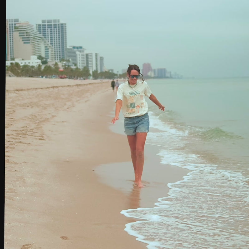 model wearing Beachy Bits Tee