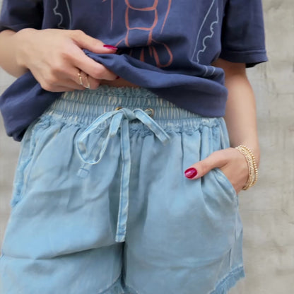 Millie Mineral Wash Shorts - Coral