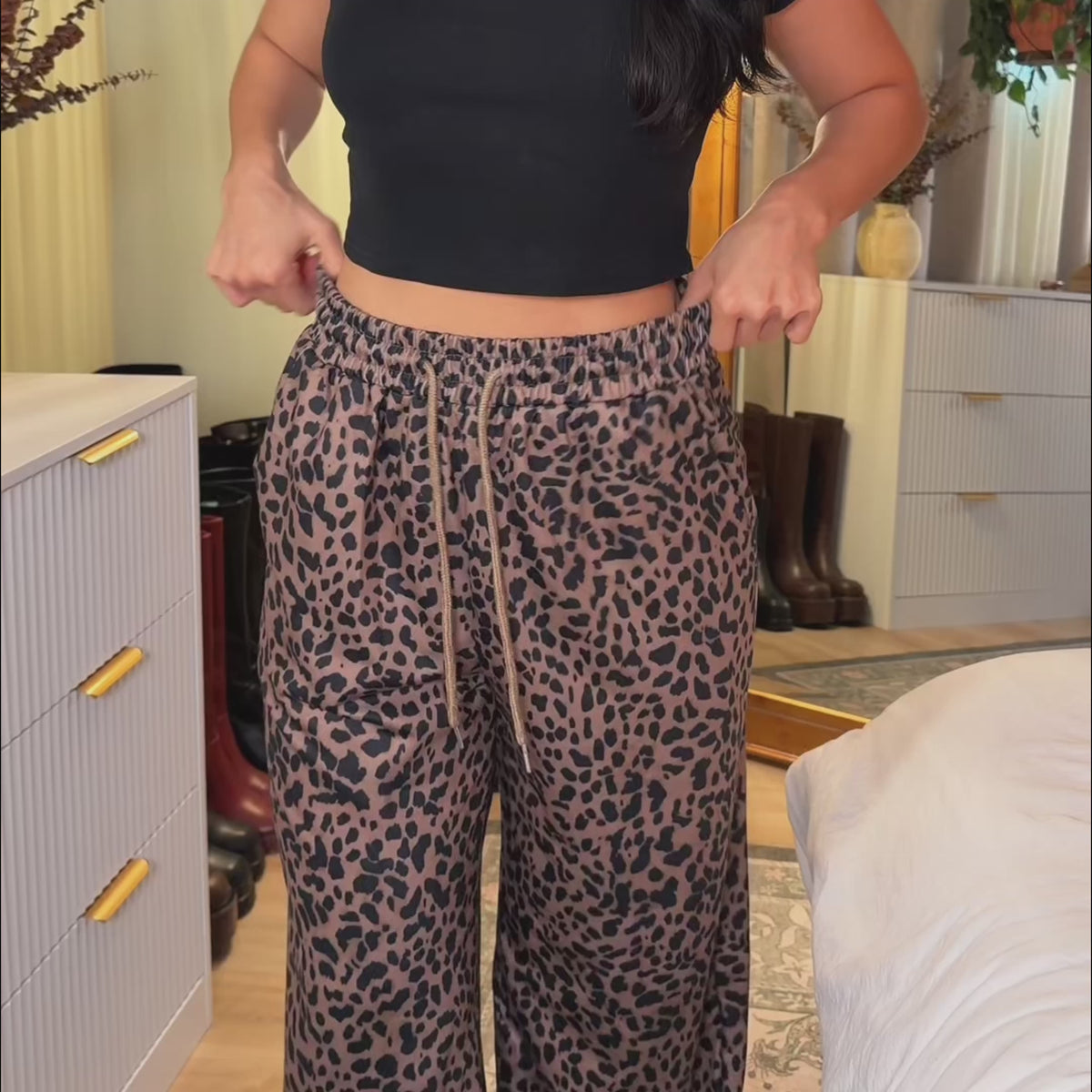 Wide Leg Leopard Pants