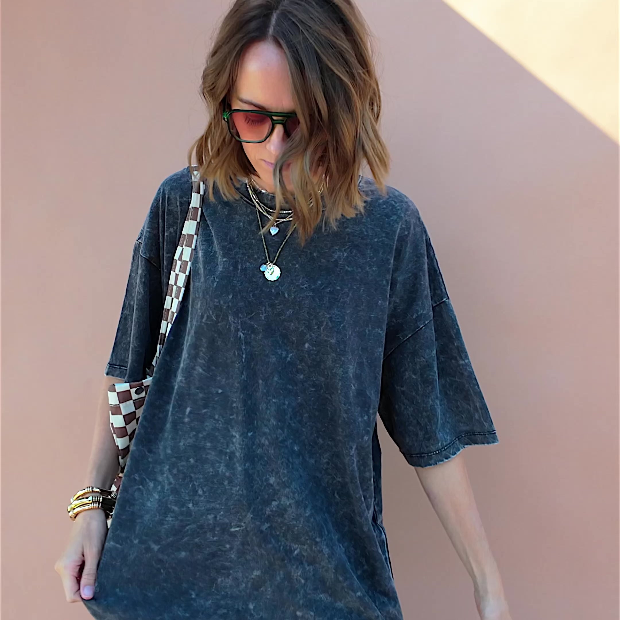 Lainey Oversized Tee - Washed Deep Blue