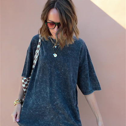 Lainey Oversized Tee - Washed Deep Blue