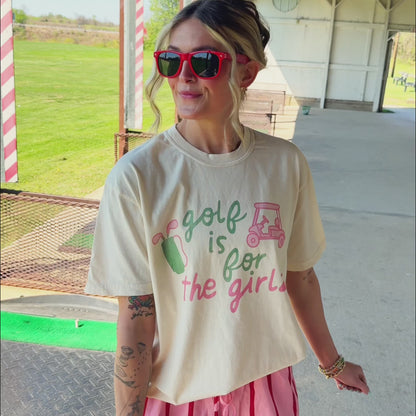 model wearing golf is for the girlz tee