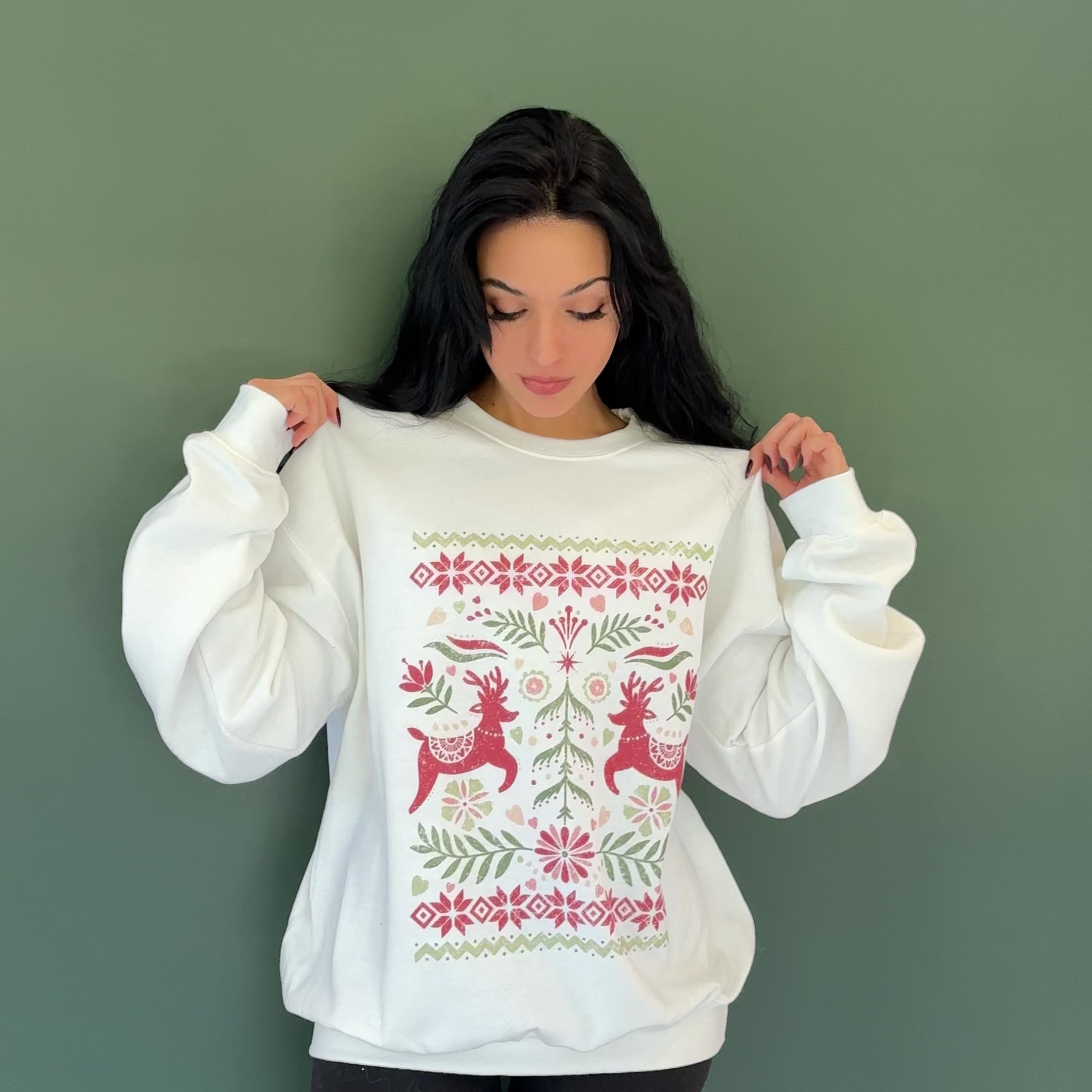 Reindeer Sweater Print Sweatshirt