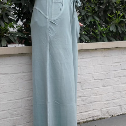 Flora French Terry Pants - Ash Blue