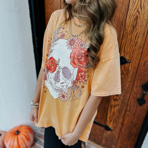 Skull Flowers Oversized Tee