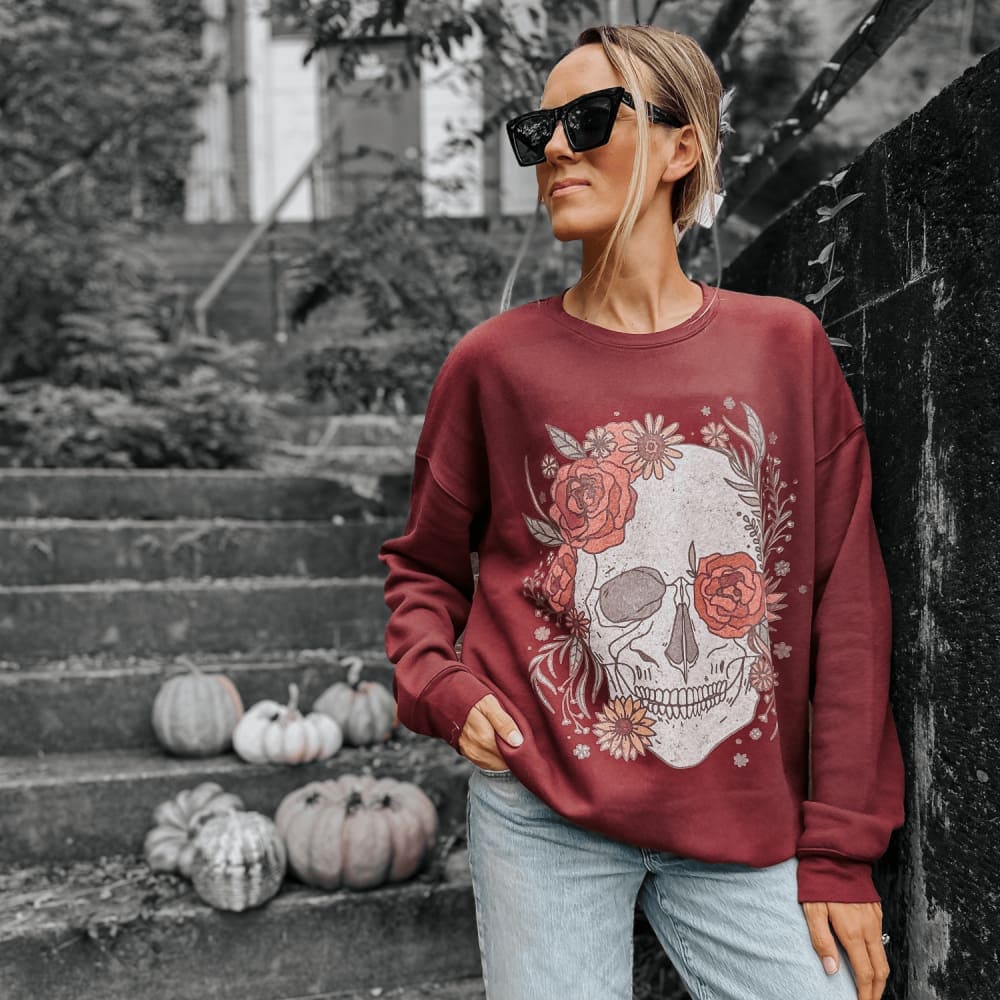 Skull Flowers Sweatshirt