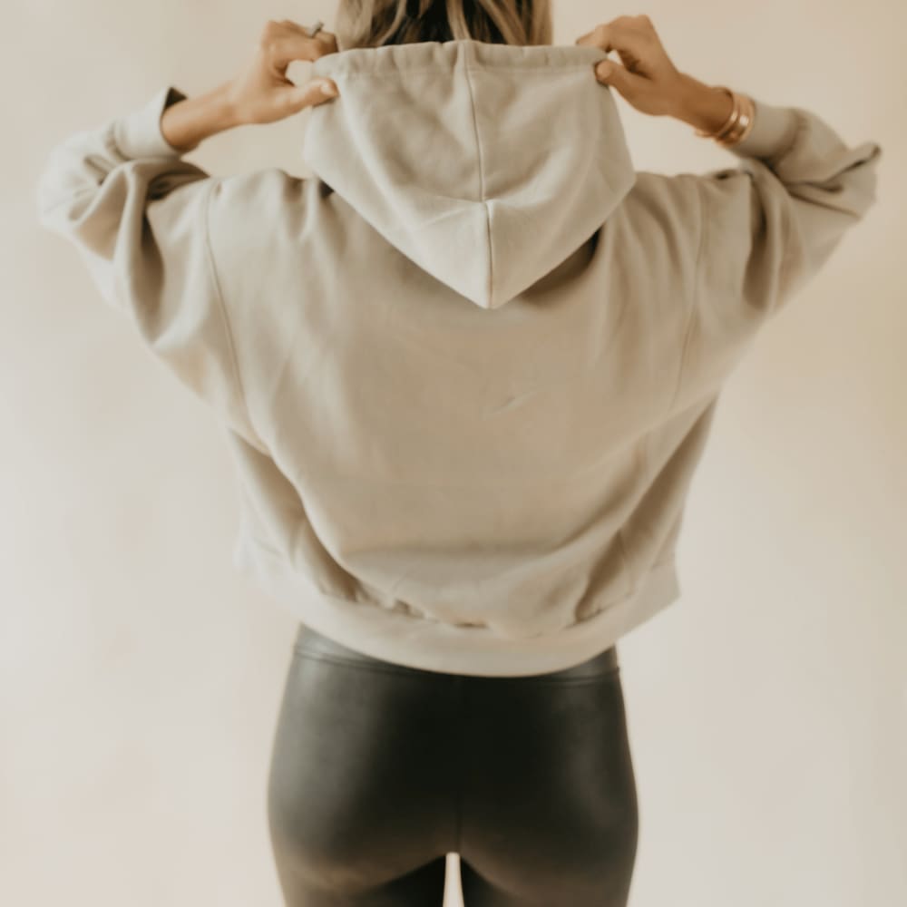 Sueded Crop Hooded Sweatshirt