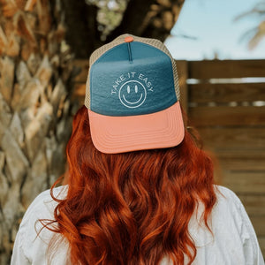 Take It Easy Trucker Hat - Marine Salmon