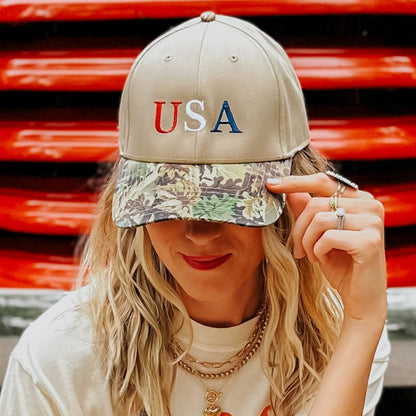 USA Camo Trucker Hat - Natural Camo
