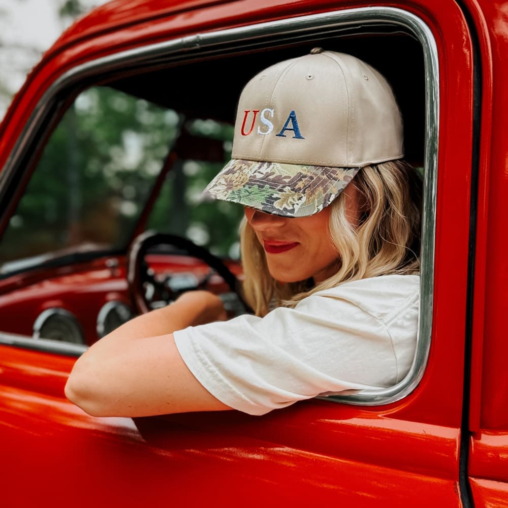 USA Camo Trucker Hat - Natural Camo