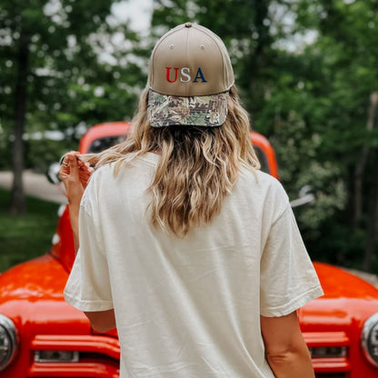 USA Camo Trucker Hat - Natural Camo