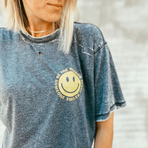 Be the Reason Smiley Tee - Acid Wash - Mommy Apparel