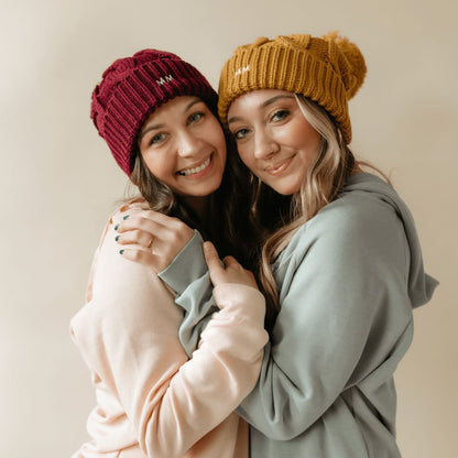 Chunky Twist Cuffed Beanie - Burgundy - Burgundy / one size