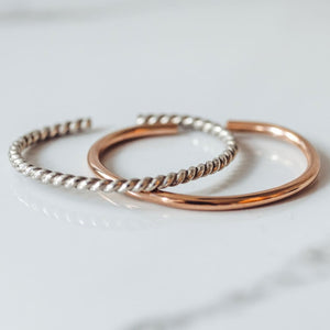 Distinctive Rose Gold & Twisted Silver Baby Stack - Baby Bangles