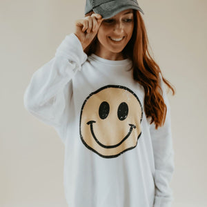 Distressed Smiley Sweatshirt