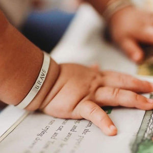 Engraved Flat Silver Baby Bracelet - Baby Bangles