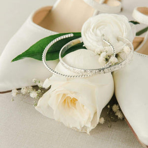 Personalized Silver Floral Bridal Set