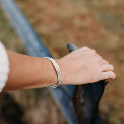 Woven Twisted Sterling Silver Women’s Bangle - Women’s Bangles